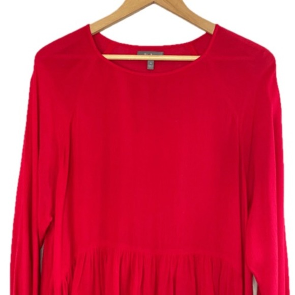 NEIMAN MARCUS Red Oversized Boho Peasant Style Blouse, Small - Picture 2 of 7